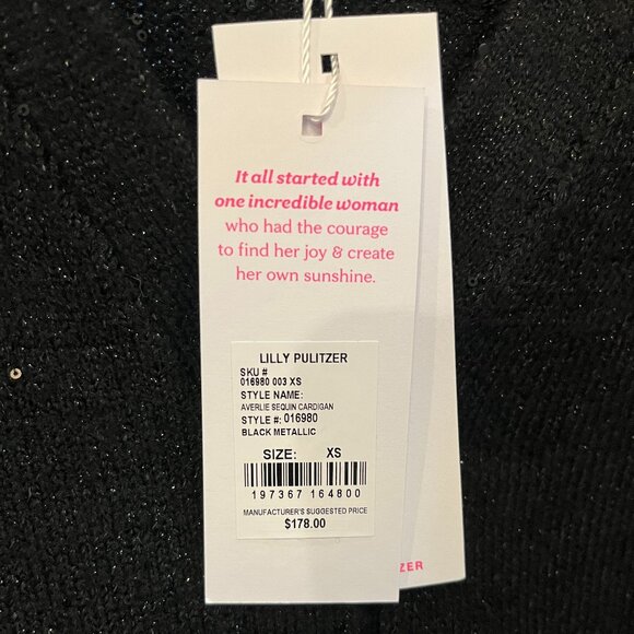 Lilly Pulitzer Averlie Black Sequin Cardigan Size XS NWT - Picture 5 of 8